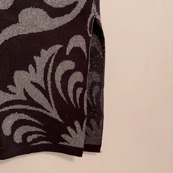 Beulah Silver & Black Knit Calf-Length Skirt - Picture 3 of 5